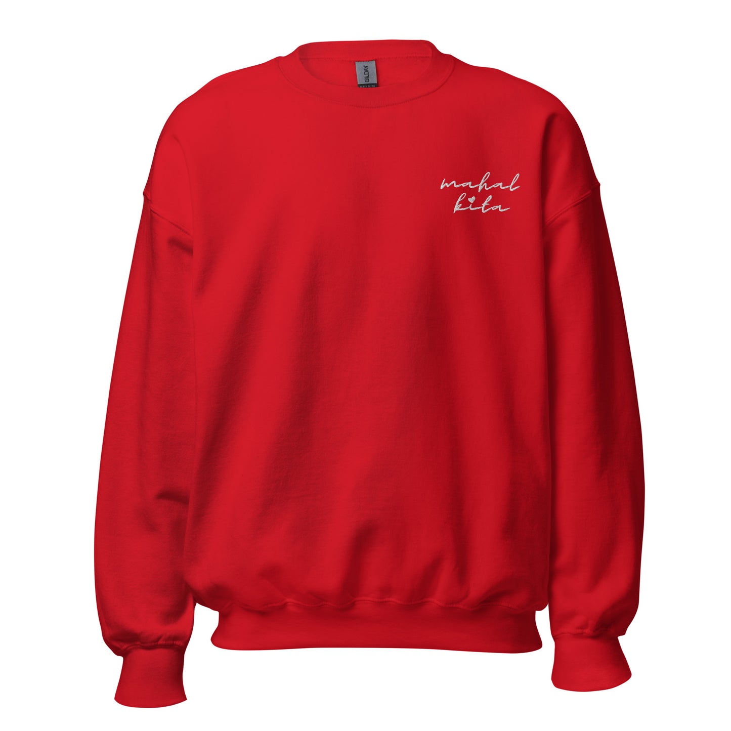 Filipino Sweatshirt Crew Neck Mahal Kita Love You Embroidered Valentine's Day Merch in color variant Red
