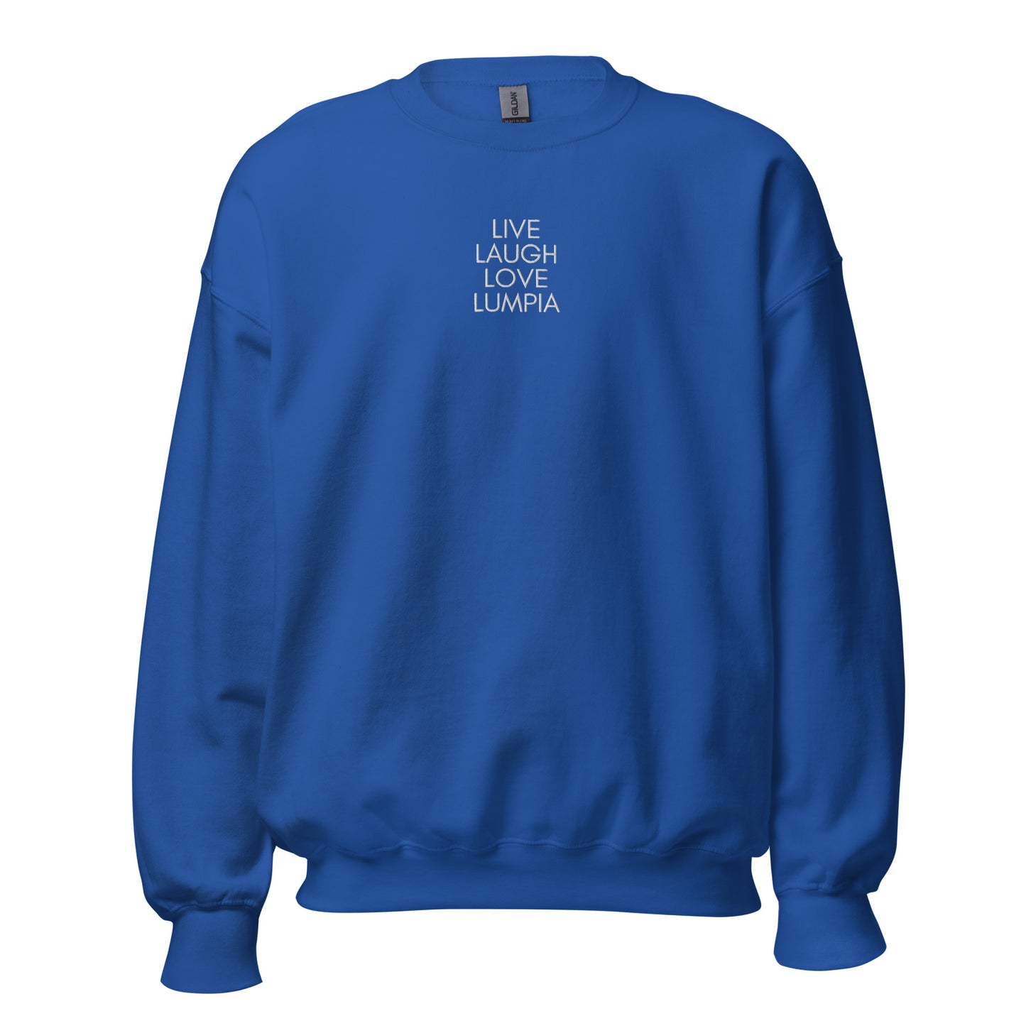 Filipino Sweatshirt Love Lumpia Embroidered Crew Neck in Royal