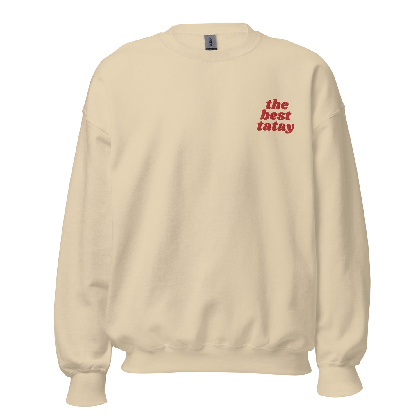 Filipino Sweatshirt Crew Neck The Best Tatay Super Dad Embroidered Father's Day Gift in color variant Sand
