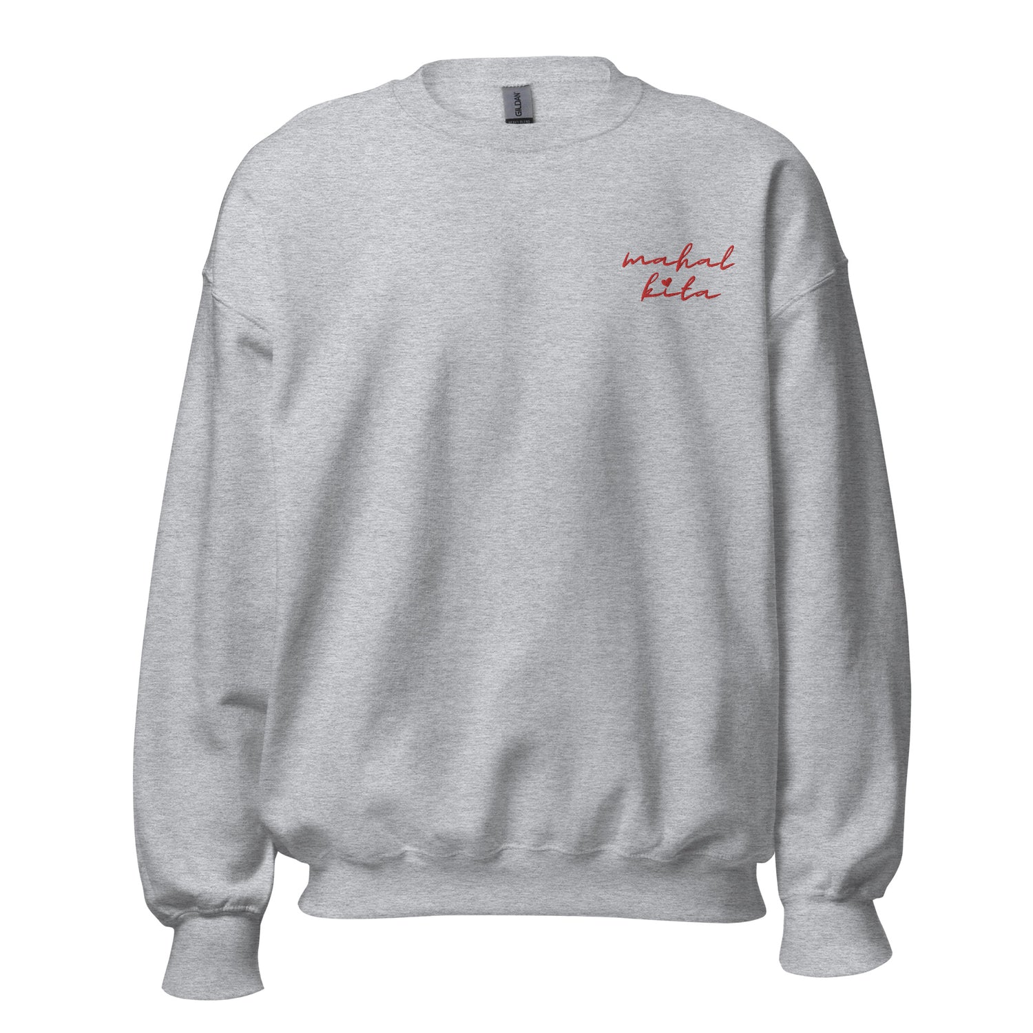 Filipino Sweatshirt Crew Neck Mahal Kita Love You Embroidered Valentine's Day Merch in color variant Sport Gray