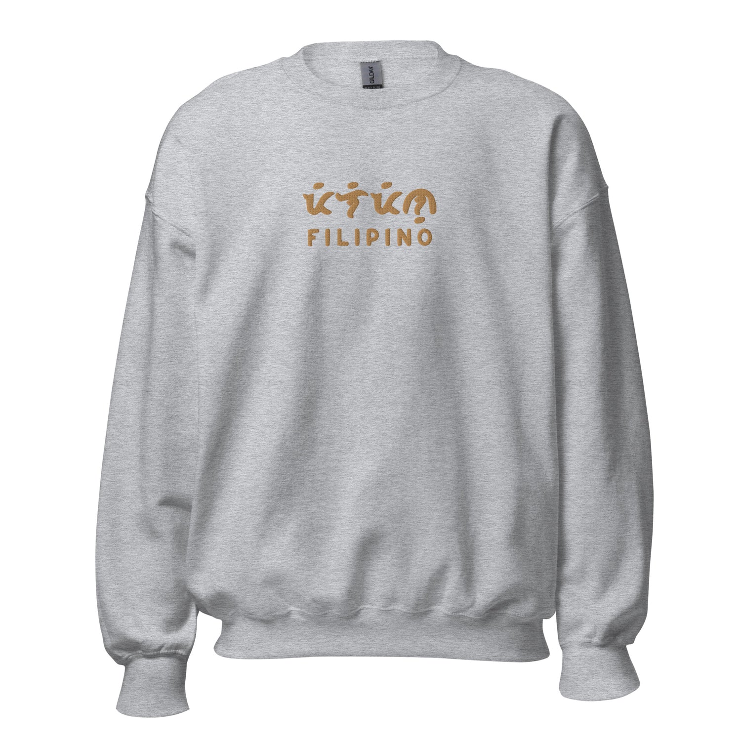 Filipino Sweatshirt Baybayin Art Embroidered Pinoy Crewneck in variant Sport Gray