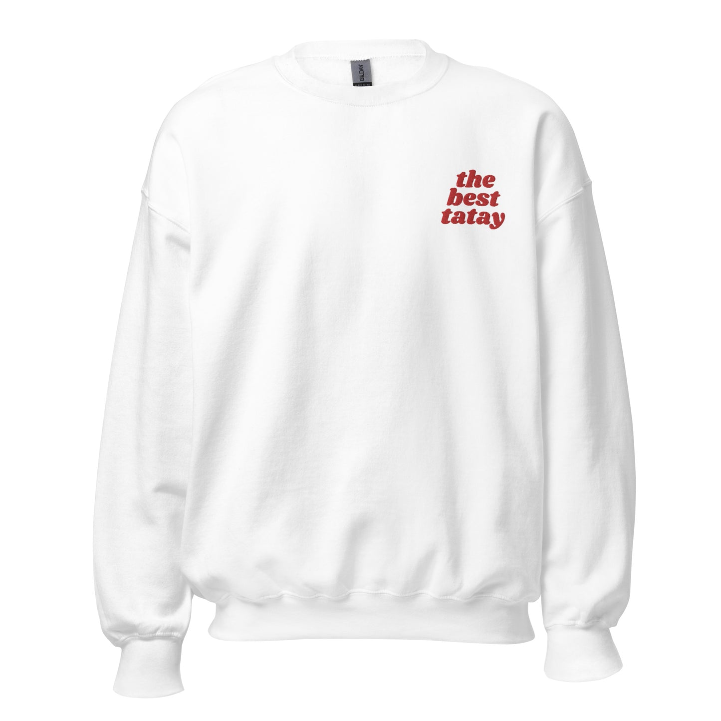 Filipino Sweatshirt Crew Neck The Best Tatay Super Dad Embroidered Father's Day Gift in color variant White