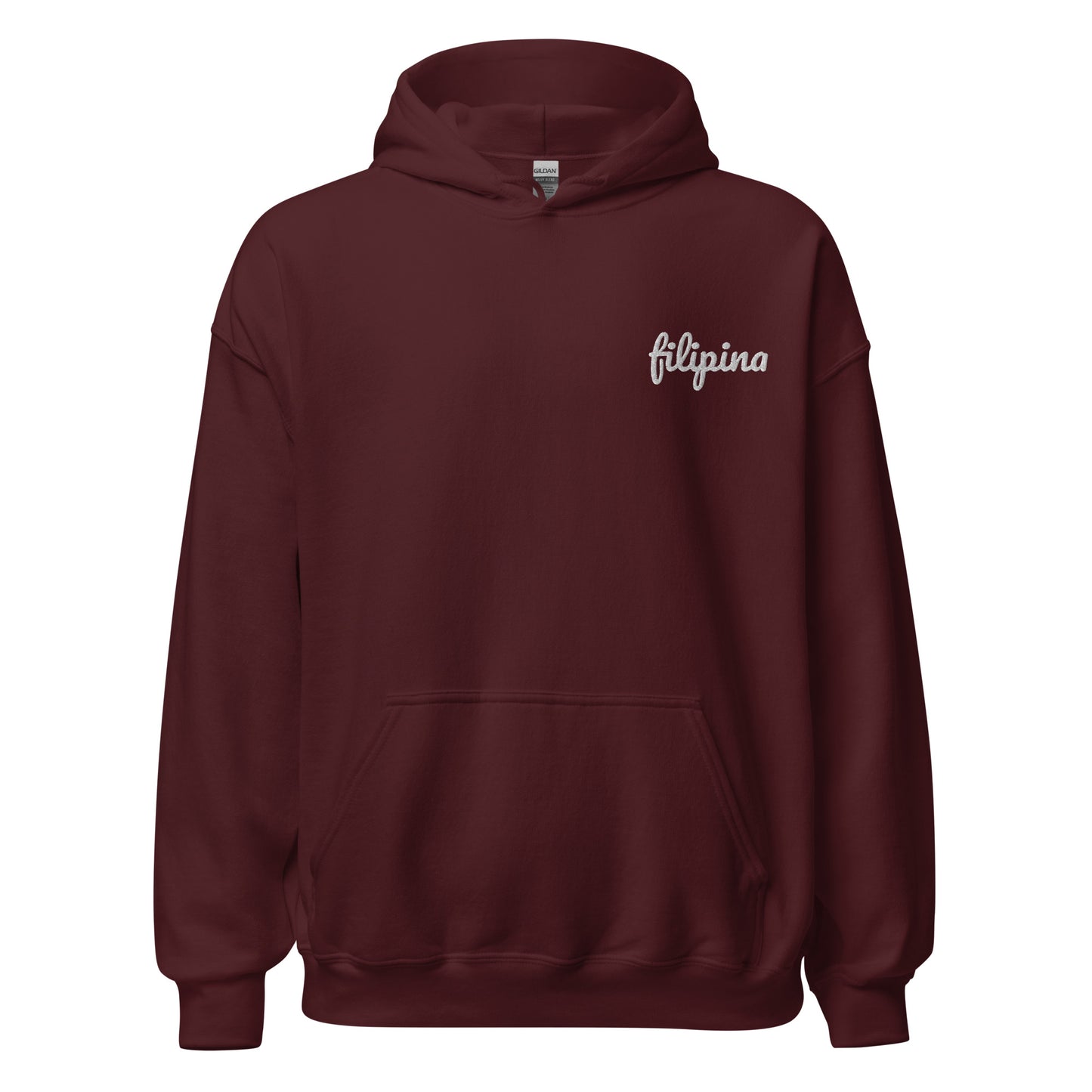 Filipino Hoodie Filipina Statement Embroidered Merch in color variant Maroon