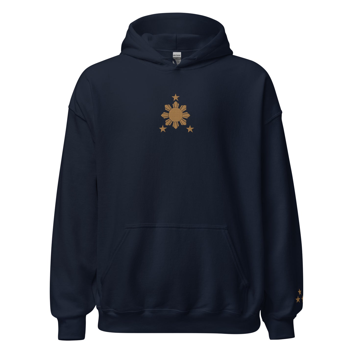 Filipino Hoodie Stars and Sun Embroidered Merch in color variant Navy