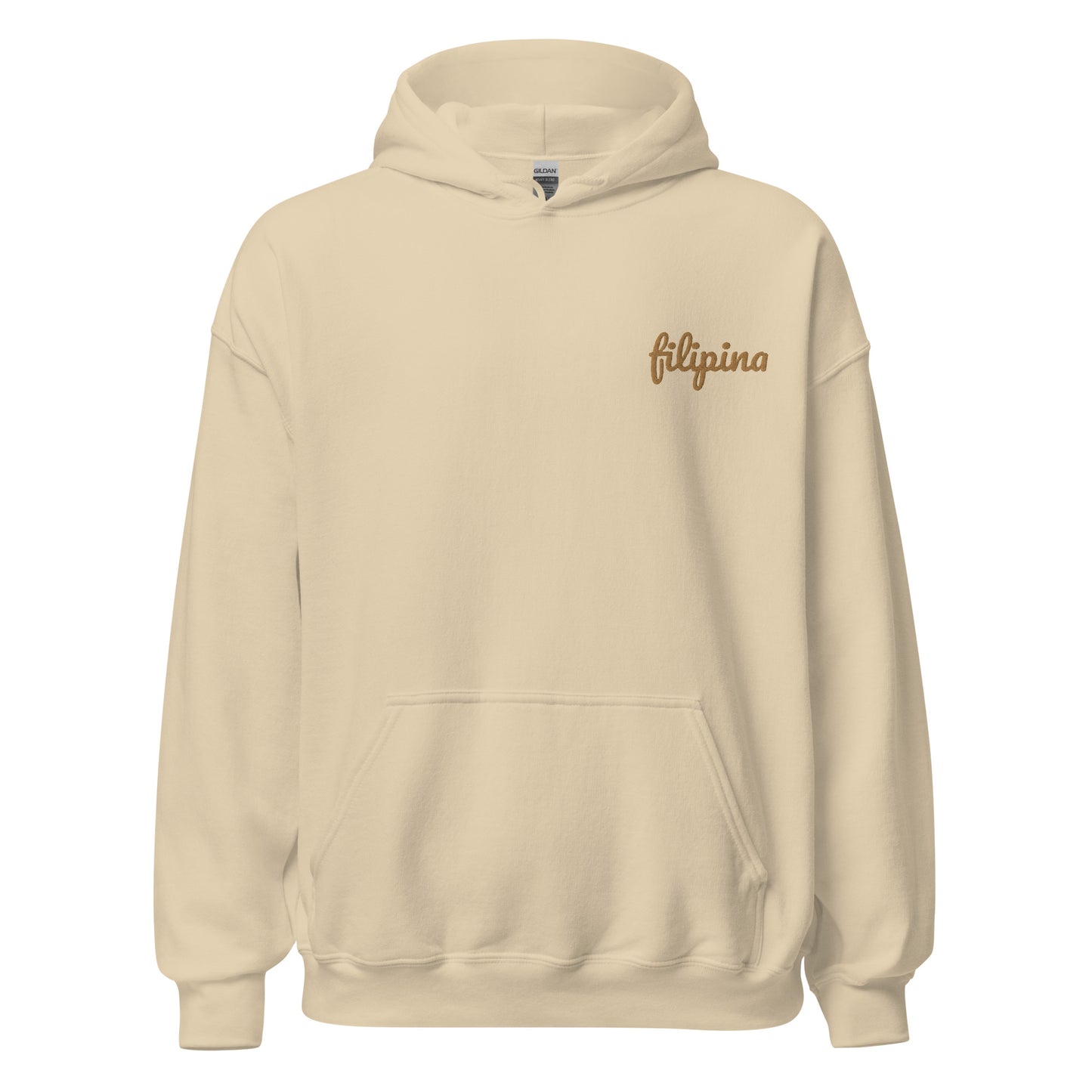 Filipino Hoodie Filipina Statement Embroidered Merch in color variant Sand