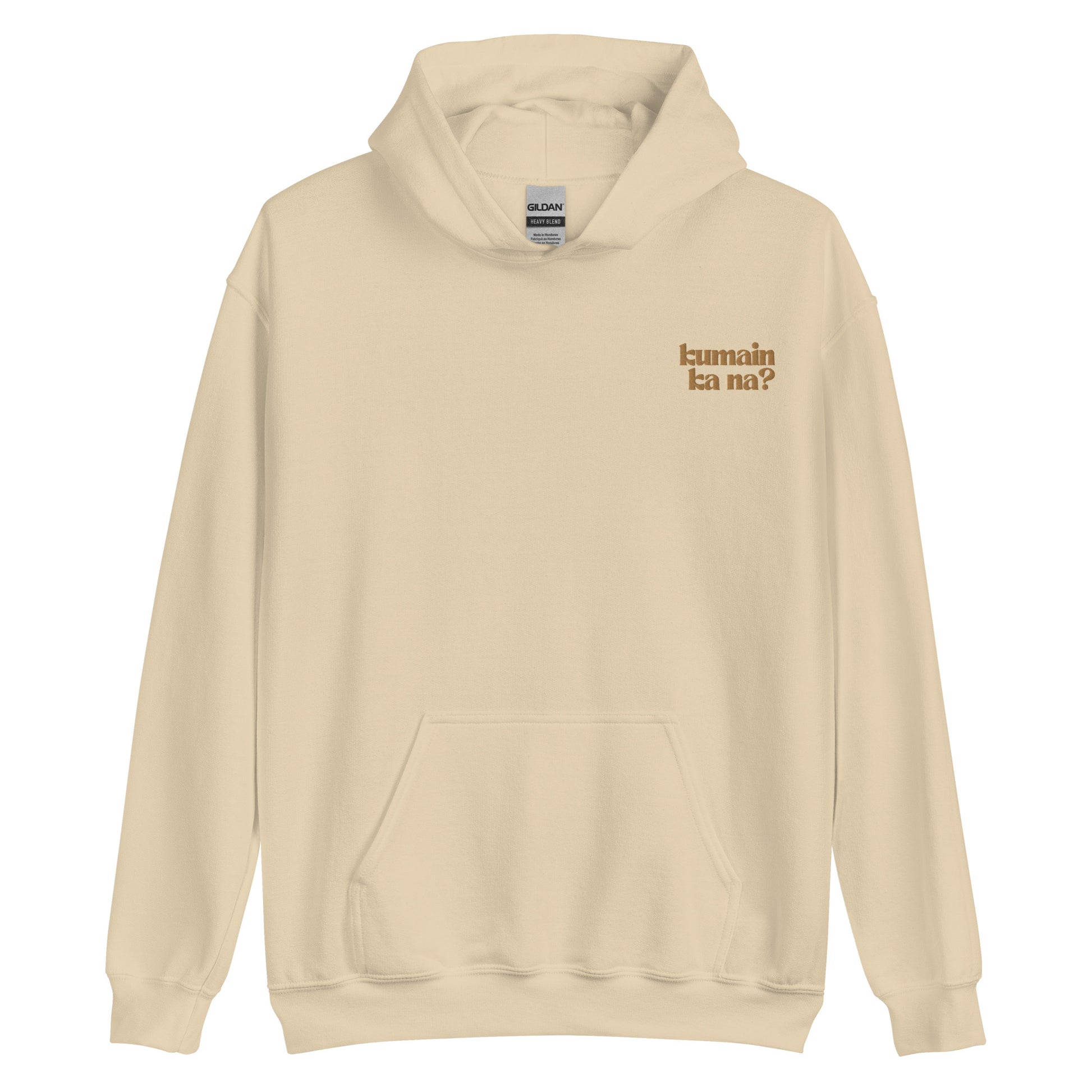 Filipino Hoodie Kumain Ka Na? Funny Embroidered Merch in variant Sand