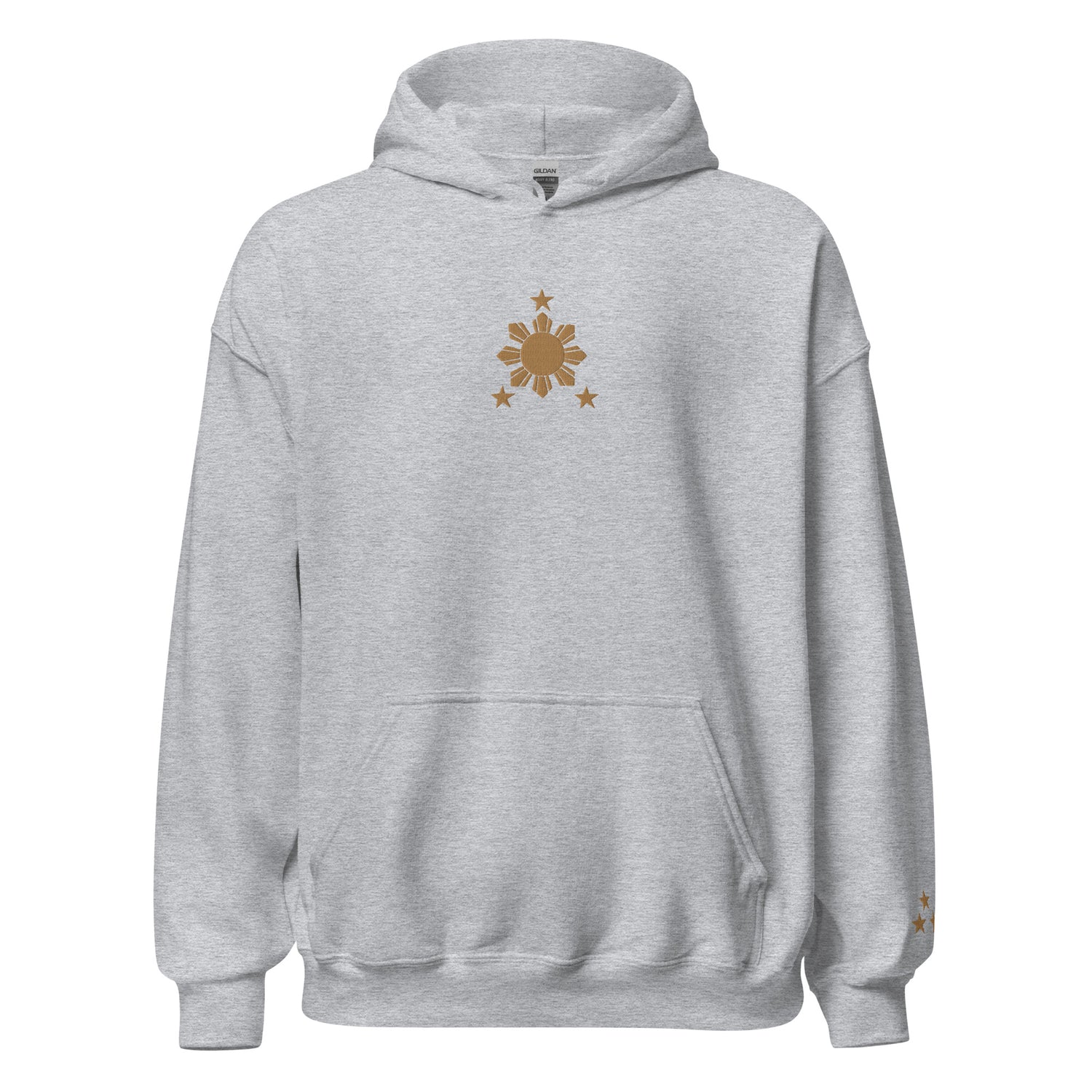 Filipino Hoodie Stars and Sun Embroidered Merch in color variant Gray