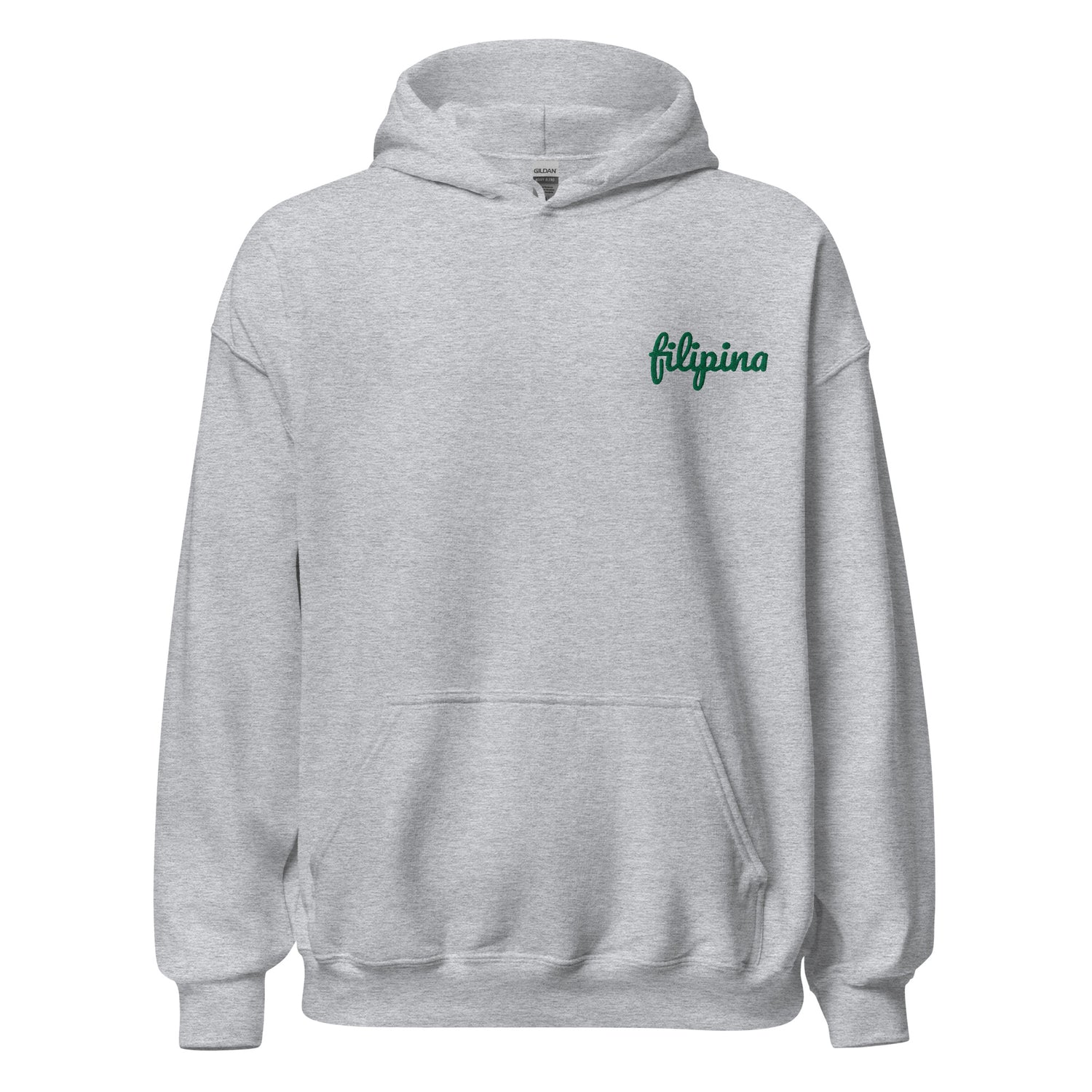 Filipino Hoodie Filipina Statement Embroidered Merch in color variant Sport Gray