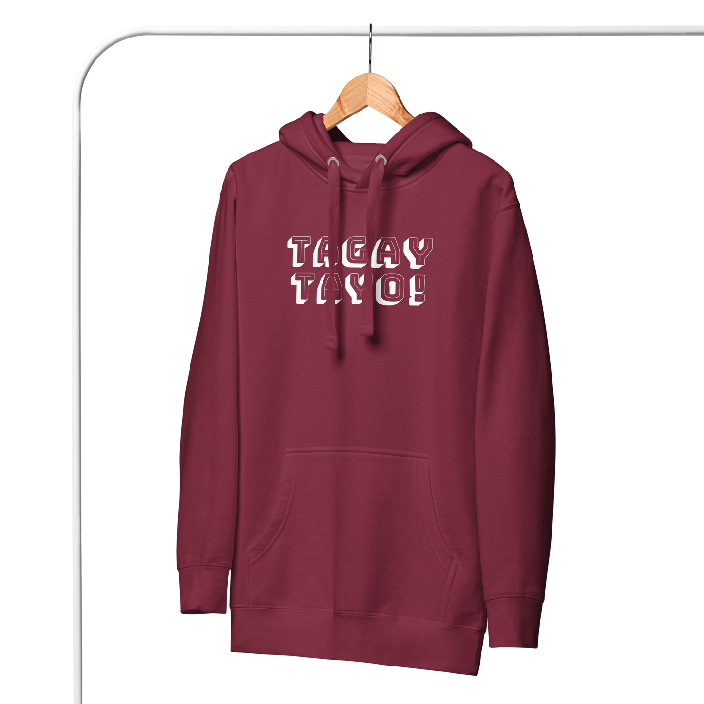 Filipino Hoodie Tagay Tayo! Shots Funny Tagalog Merch in color variant Maroon