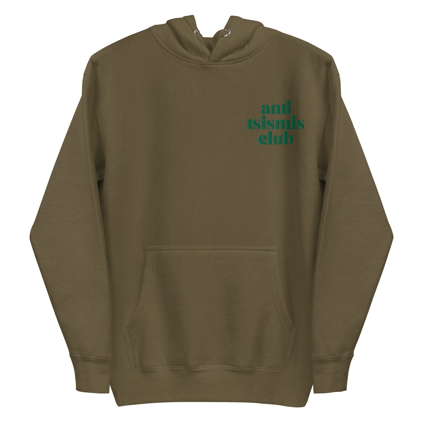 Filipino Hoodie Anti Tsismis Club Funny Embroidered Merch in color variant Green