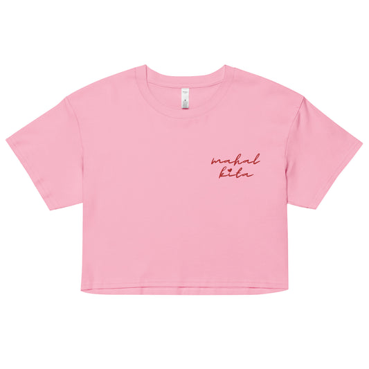 Mahal Kita Love You Tagalog Embroidered Crop Shirt in variant Bubblegum