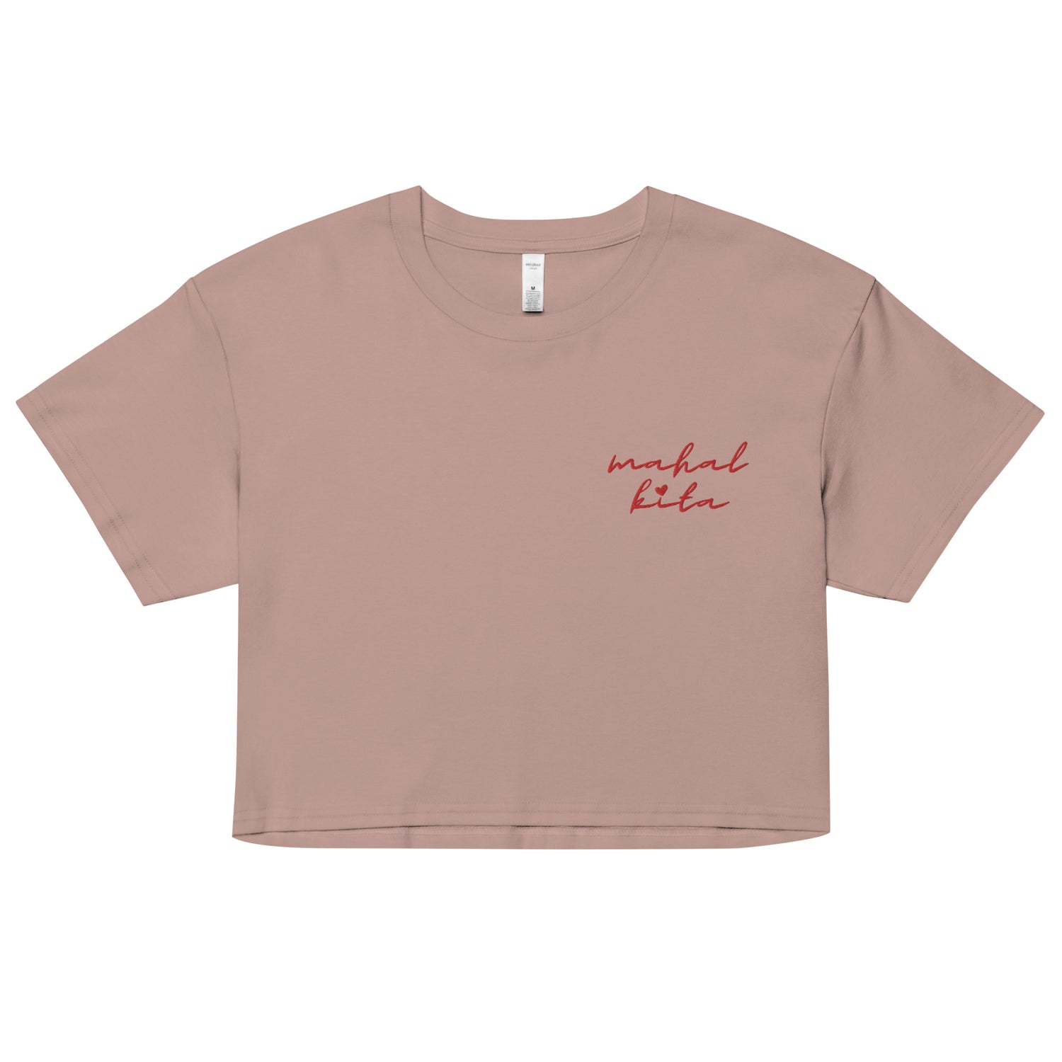 Mahal Kita Love You Tagalog Embroidered Crop Shirt in variant Hazy Pink