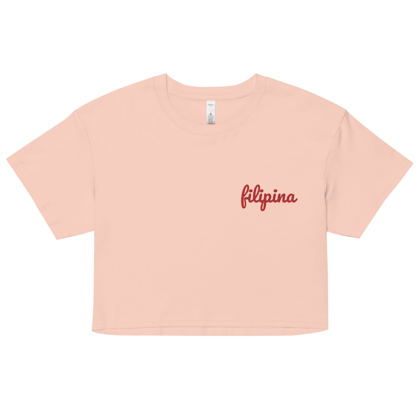 Filipina Statement Embroidered Crop Tee in variant Pale Pink