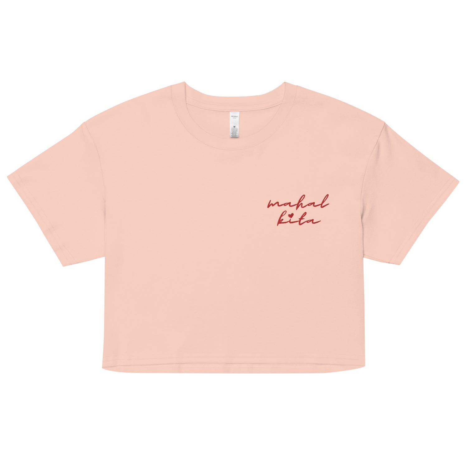 Mahal Kita Love You Tagalog Embroidered Crop Shirt in variant Pale Pink