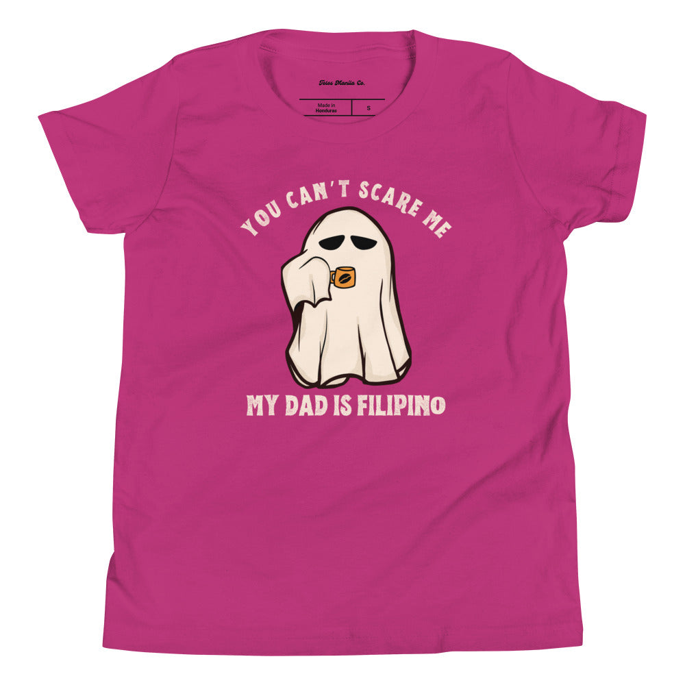Kids Shirt You Can't Scare Me My Dad Is Filipino Funny Halloween Kids/Youth Tee in Berry
