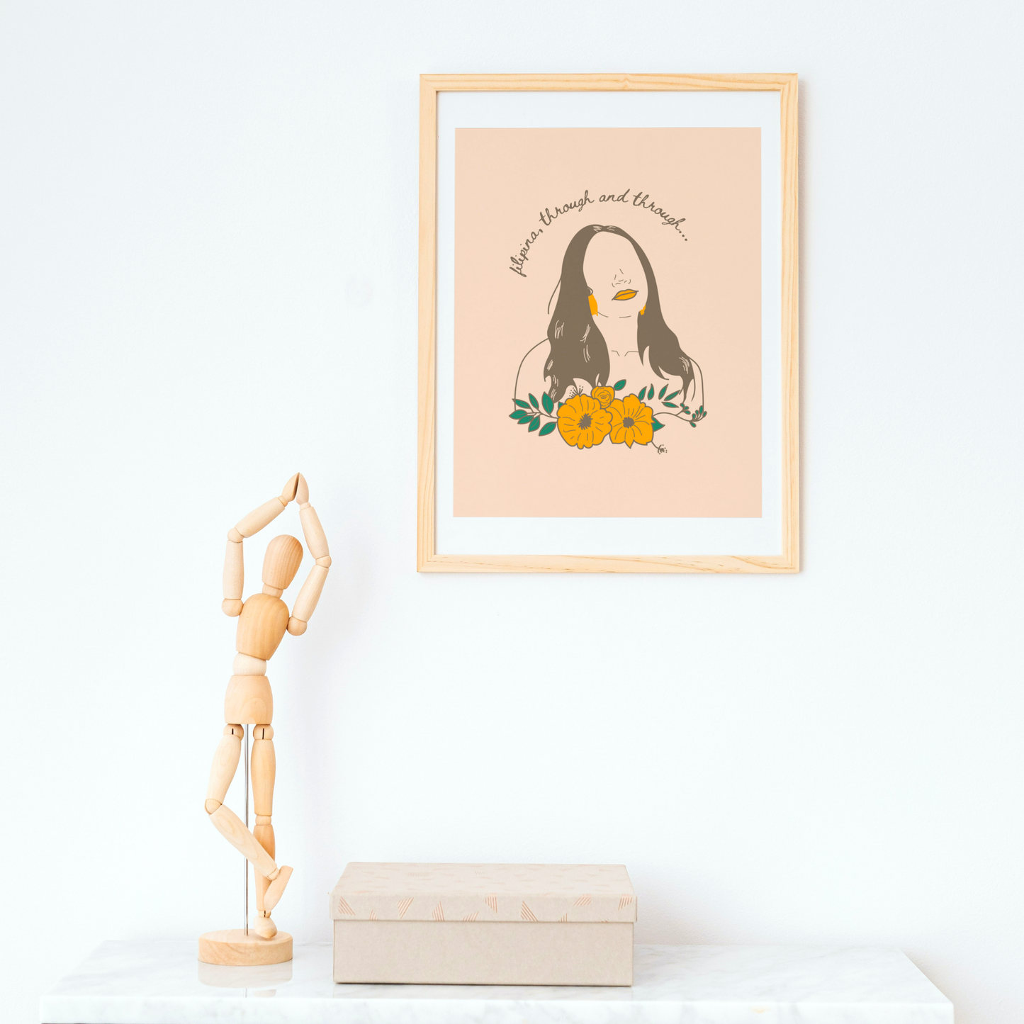 Filipina Through And Through Pinay Woman Paper Poster (11inx14in) framed on a wall.