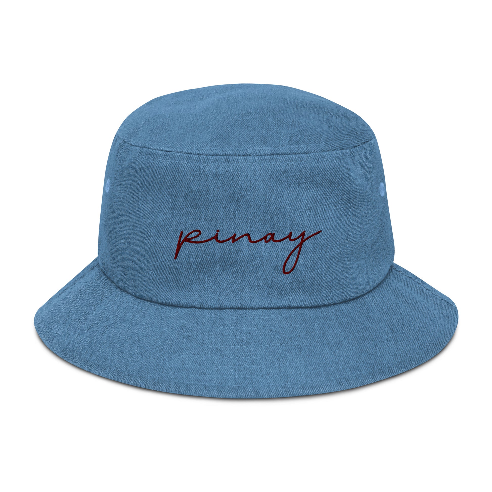 Pinay Filipino Statement Denim Bucket Hat in color Light Denim.