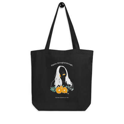 Filipina, Through & Through Statement Eco Tote Bag in color Black.