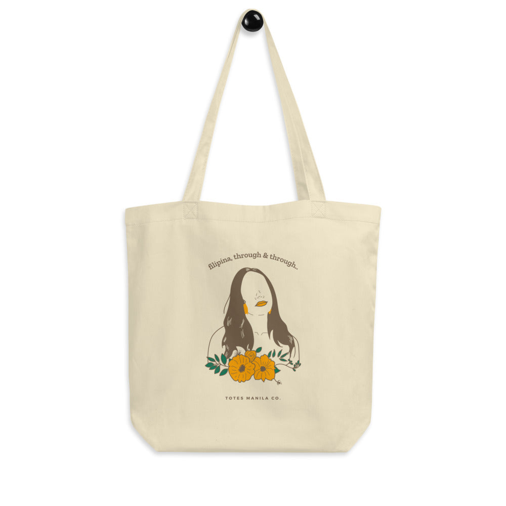 Filipina, Through & Through Statement Eco Tote Bag in color Oyster.