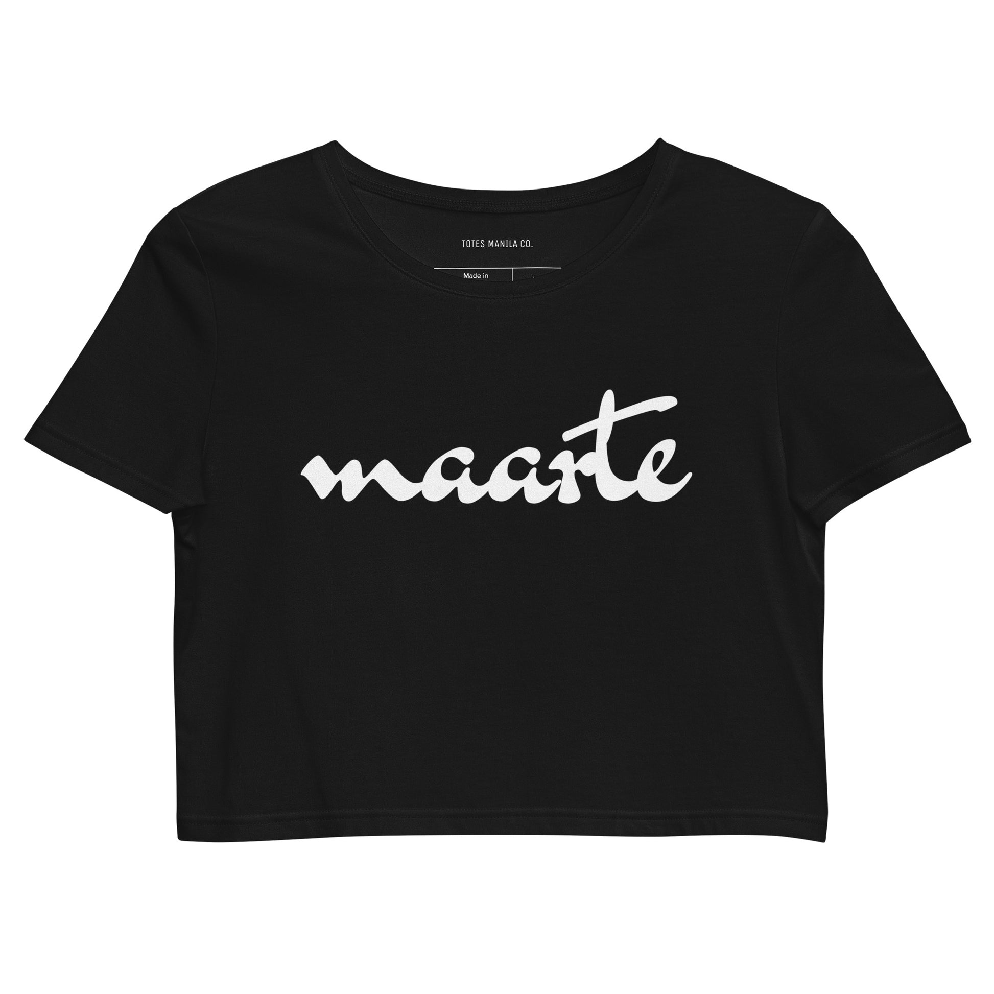 Filipino Shirt Maarte Statement Crop Tee in color variant Black