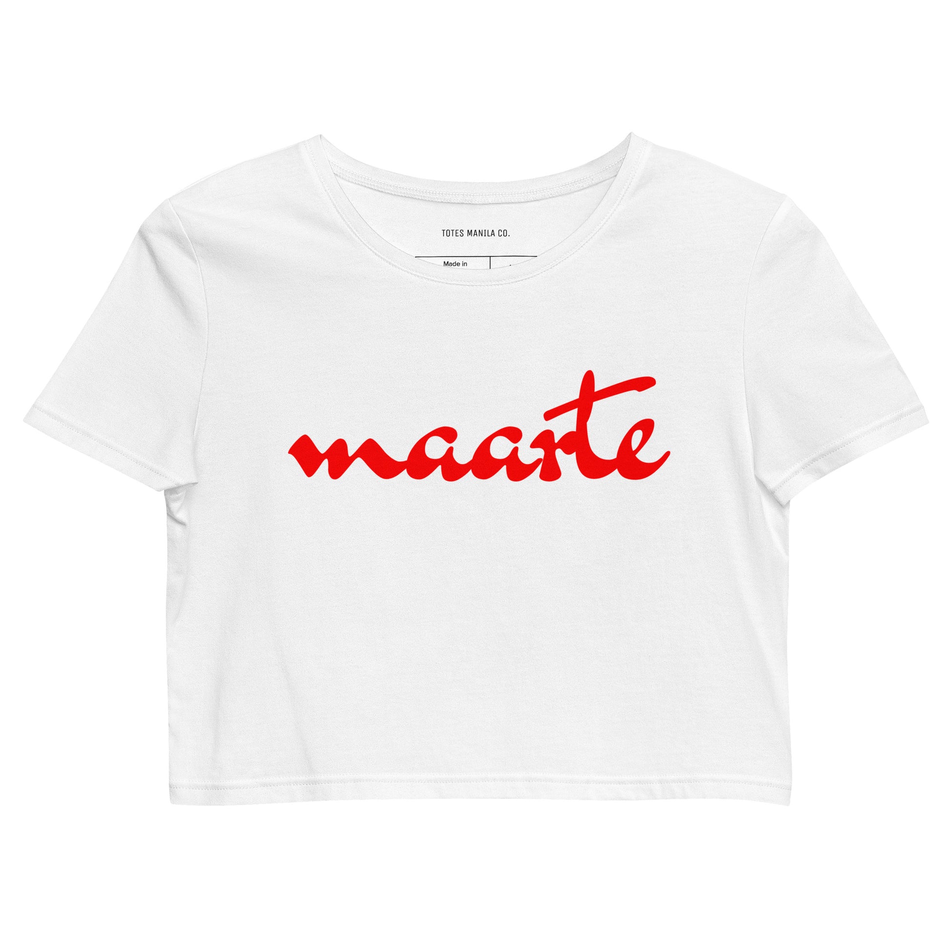 Filipino Shirt Maarte Statement Crop Tee in color variant White