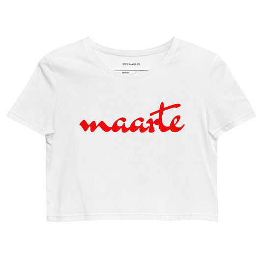 Filipino Shirt Maarte Statement Crop Tee in color variant White