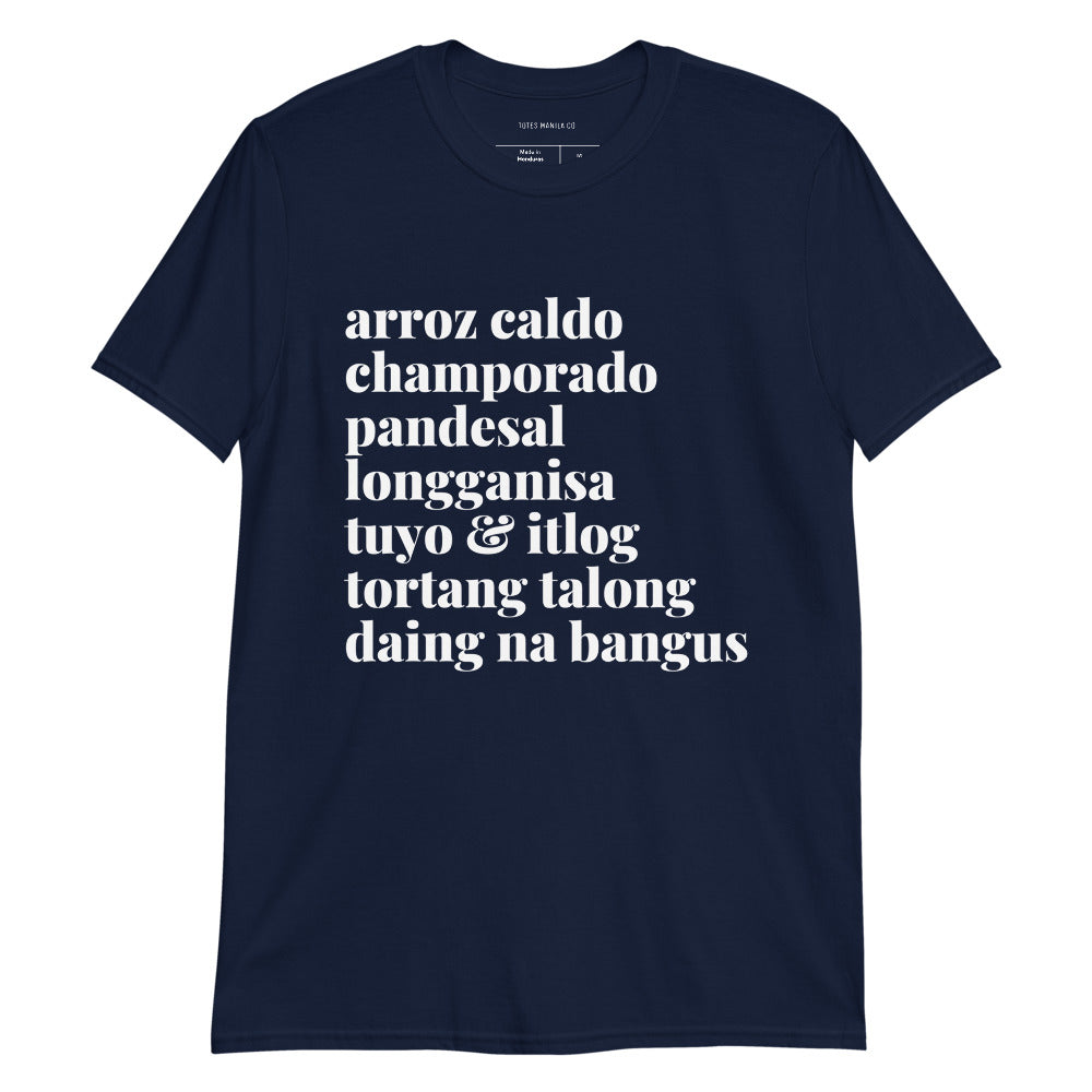 Filipino Shirt Agahan Breakfast Pinoy Food Merch in color variant Navy