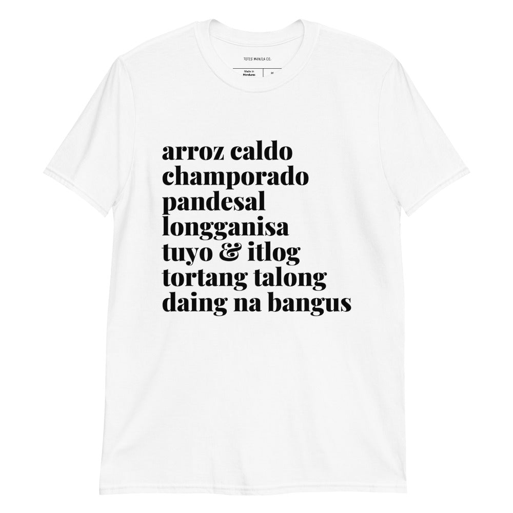 Filipino Shirt Agahan Breakfast Pinoy Food Merch in color variant White