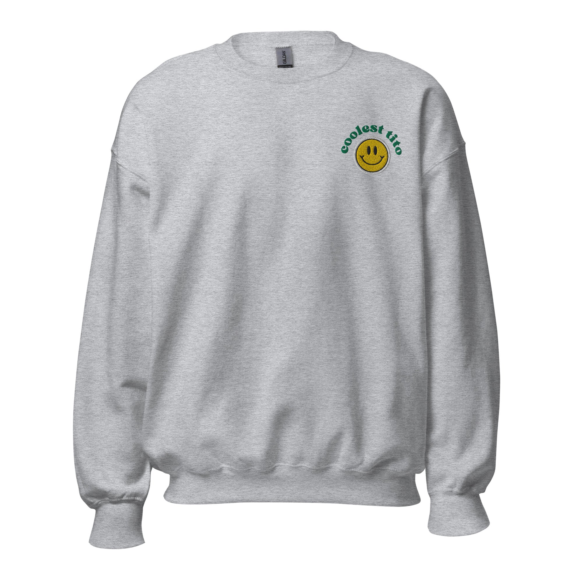 Filipino Sweatshirt Crew Neck Coolest Tito Smiley Merch in color variant Gray