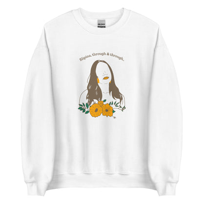 Filipina, Through & Through Statement Unisex Sweatshirt in color White.