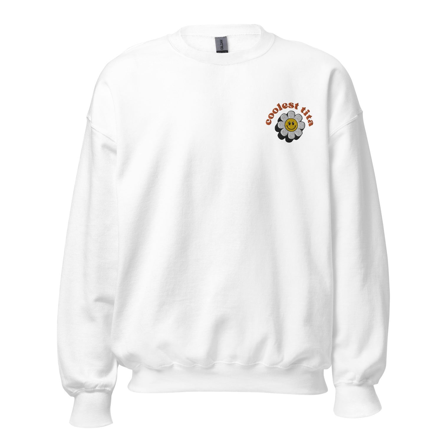 Filipino Sweatshirt Crew Neck Coolest Tita Smiley Merch in color variant White