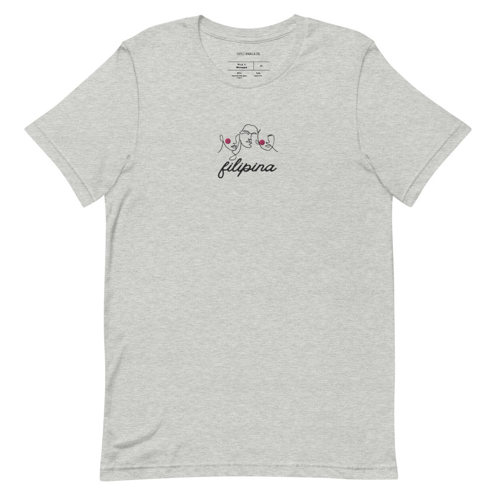 Filipina Line Art Embroidered T-Shirt Gray