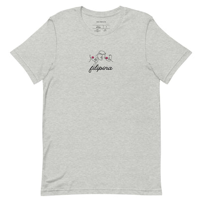 Filipina Line Art Embroidered T-Shirt Gray