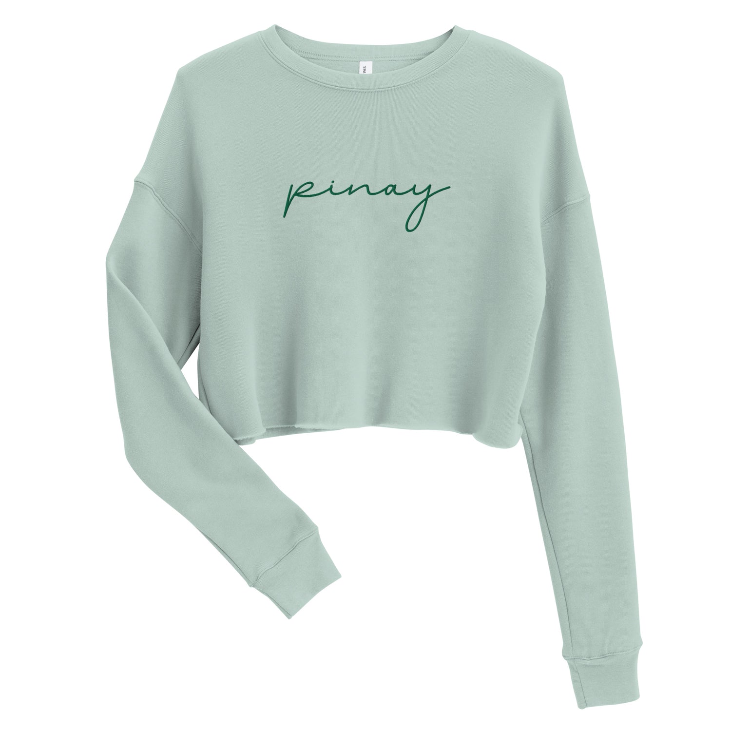 Filipino Crop Sweatshirt Pinay Statement Embroidered Merch in color variant Dusty Blue