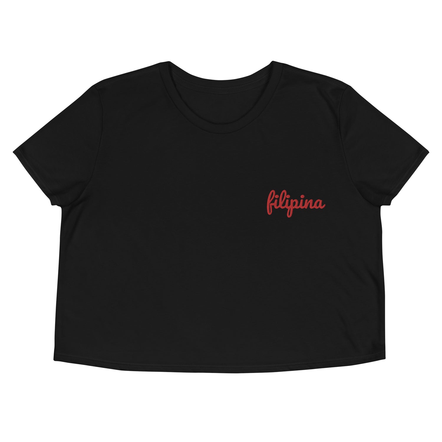 Filipino Flowy Crop Shirt Filipina Statement Embroidered Merch in color variant Black