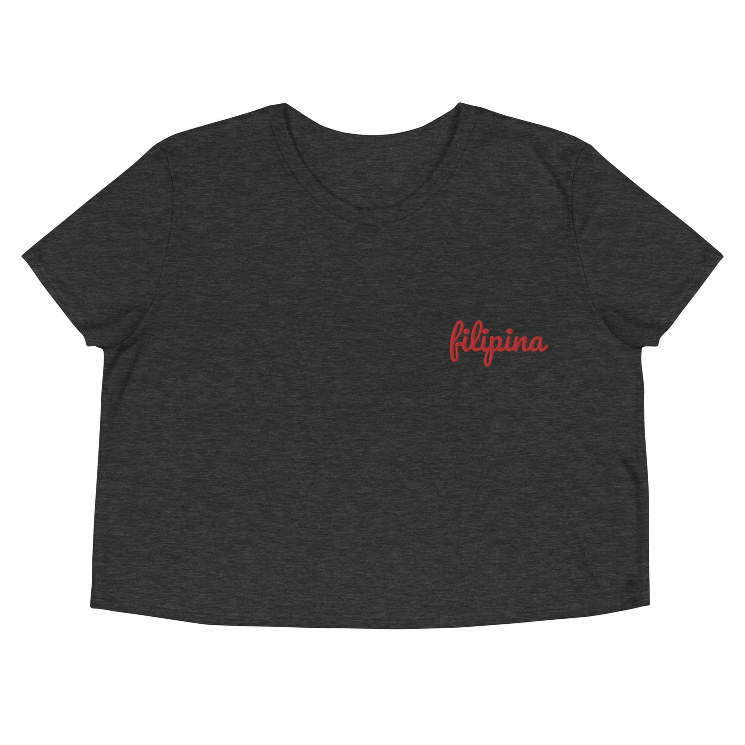 Filipino Flowy Crop Shirt Filipina Statement Embroidered Merch in color variant Dark Gray