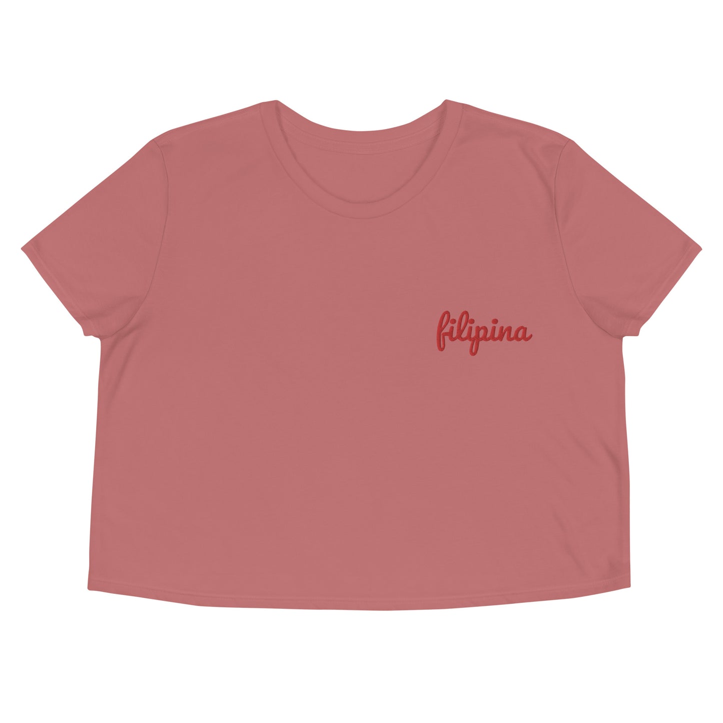 Filipino Flowy Crop Shirt Filipina Statement Embroidered Merch in color variant Mauve