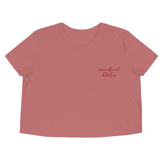 Mahal Kita Love You Filipino Statement Flowy Crop Top in color Mauve.