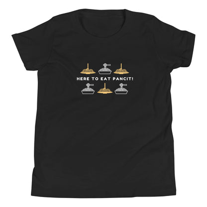 Filipino Kids/Youth Shirt Here To Eat Pancit! Pinoy Food Merch in color variant Black